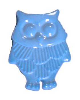 Kids button as owls made of plastic in blue 17 mm 0,67 inch